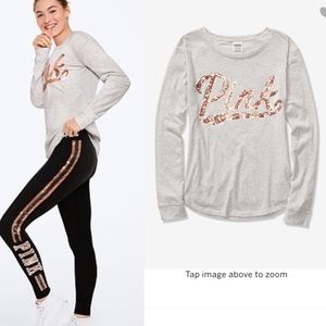 🔥 Heather Stone Grey Sequin VS PINK Set